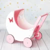 Carucior alb roz fluture
