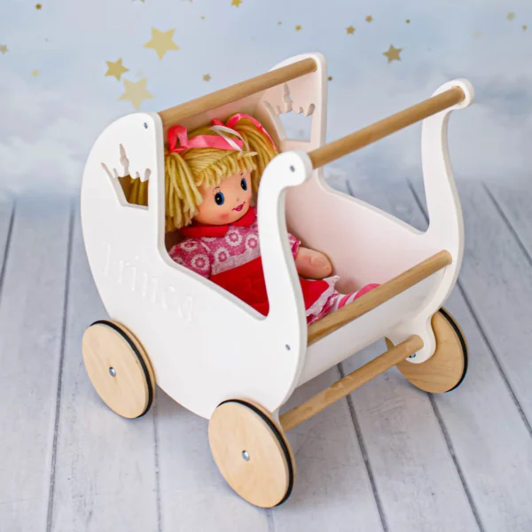 Carucior pentru papusi ivory alb