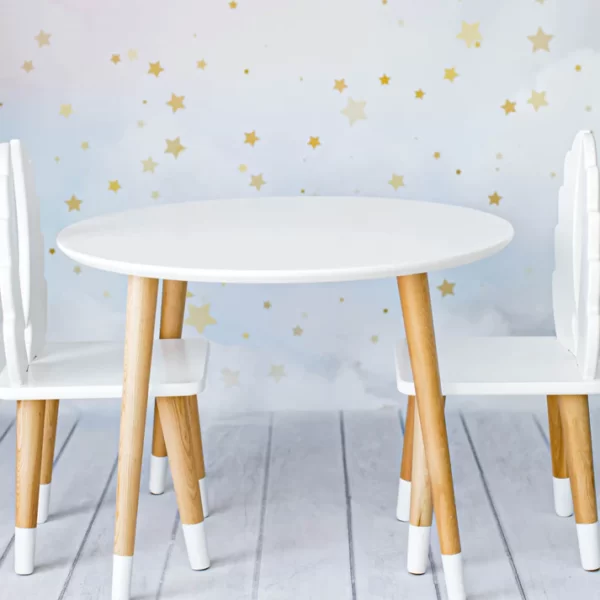 Măsuță Rotundă Albă Con cu Ciorapi pentru copii