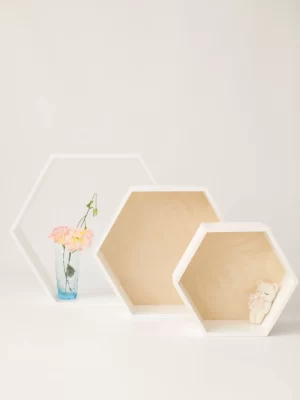 Raft de perete hexagonal alb
