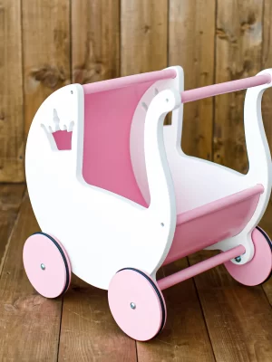 Cărucior pentru Păpuși Belle roz alb