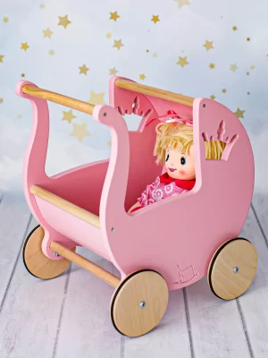 Carucior roz cu papusa